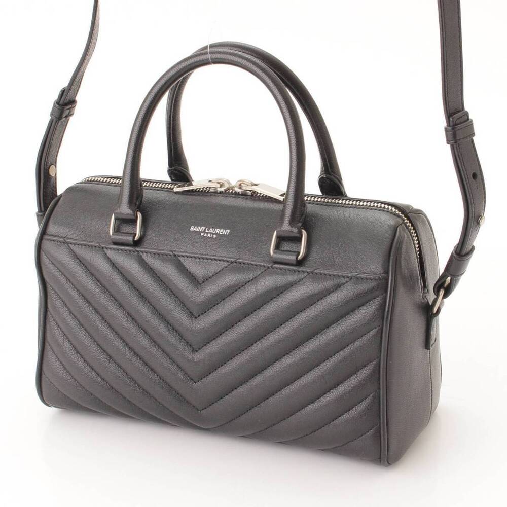 Saint Laurent Baby Duffle Leather Handbag V Stitch Black - Picture 2 of 9